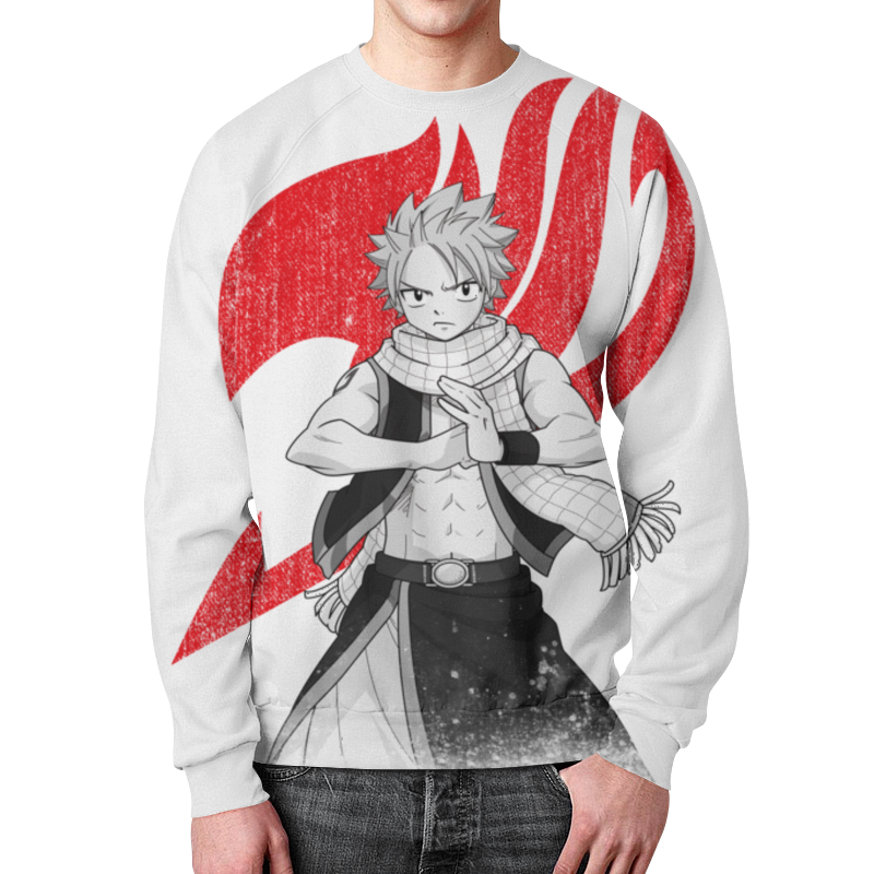 Printio Свитшот мужской с полной запечаткой Нацу. fairy tail 4pcs anime fairy tail cos etherious natsu dragneel erza scarlet wendy marvell feioulei demon cat cosplay temporary tatto sticker