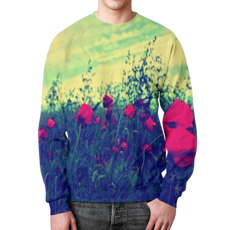 Printio Свитшот мужской с полной запечаткой Поле маков