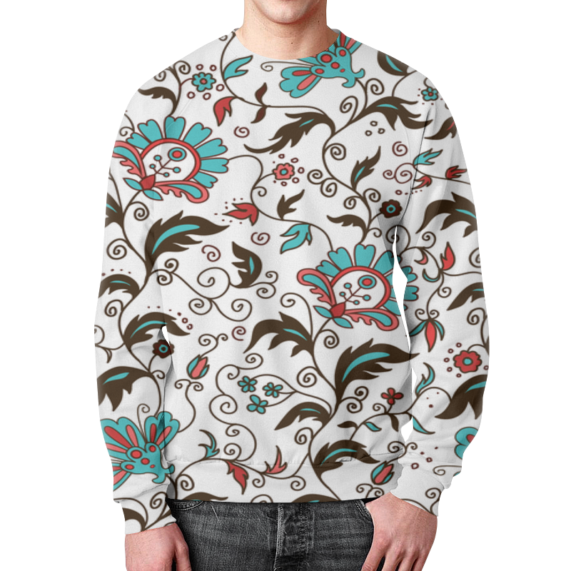 Printio Свитшот мужской с полной запечаткой Цветочный узор