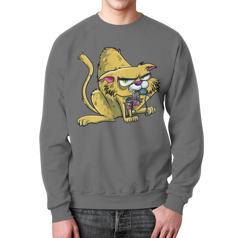 Printio Свитшот мужской с полной запечаткой Злобный котик