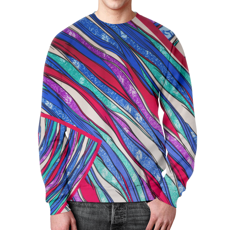 Printio Свитшот мужской с полной запечаткой Яркие волны