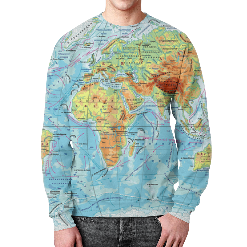 Printio Свитшот мужской с полной запечаткой Карта мира printio свитшот мужской с полной запечаткой свитшот с цветной картой мира