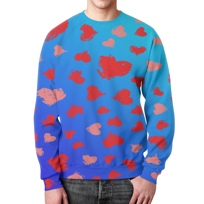 Printio Свитшот мужской с полной запечаткой Узор сердечек