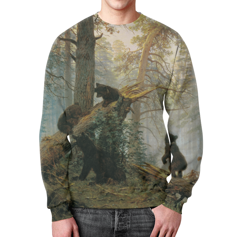 гобеленовая картина в сосновом бору 44х34 см Printio Свитшот мужской с полной запечаткой Утра в сосновом лесу