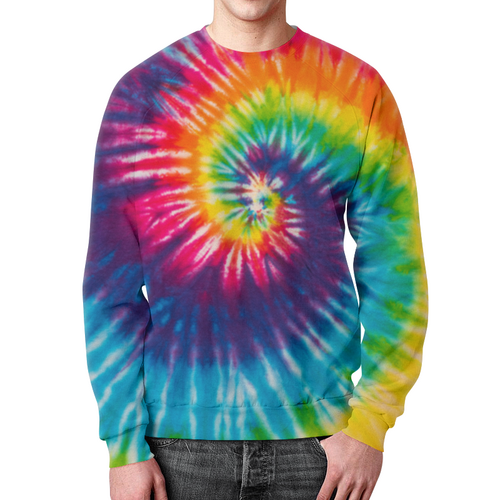 Заказать свитшот в Москве. Свитшот мужской с полной запечаткой Tie-dye спираль радуга от chebotaevbaks@gmail.com - готовые дизайны и нанесение принтов.