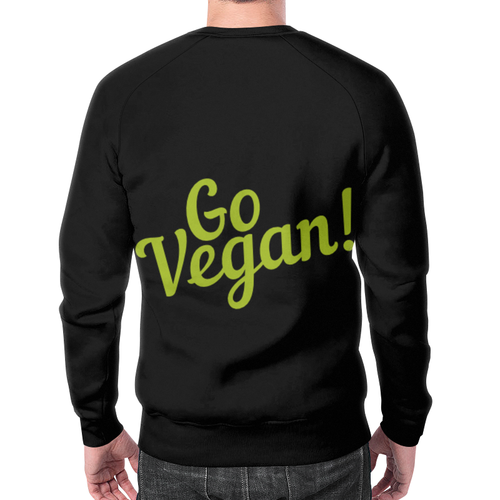 Заказать свитшот в Москве. Свитшот мужской с полной запечаткой Go Vegan! от vegan@thespaceway.info - готовые дизайны и нанесение принтов.
