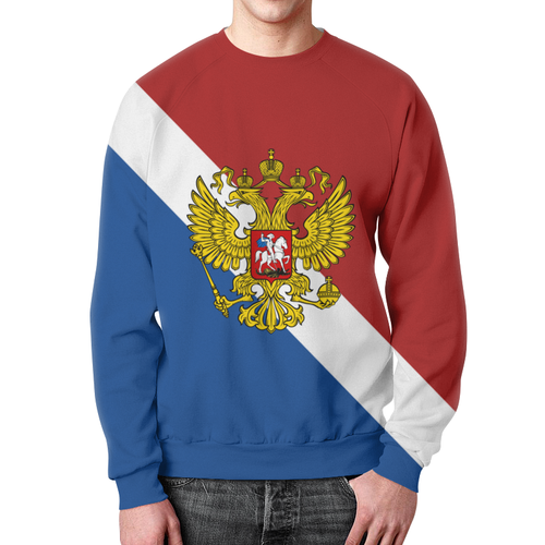 Заказать свитшот в Москве. Свитшот мужской с полной запечаткой Флаг России от THE_NISE  - готовые дизайны и нанесение принтов.