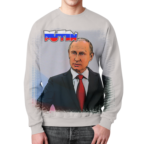 Заказать свитшот в Москве. Свитшот мужской с полной запечаткой Putin от Leichenwagen - готовые дизайны и нанесение принтов.