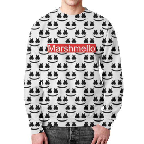 Заказать свитшот в Москве. Свитшот мужской с полной запечаткой Marshmello от THE_NISE  - готовые дизайны и нанесение принтов.