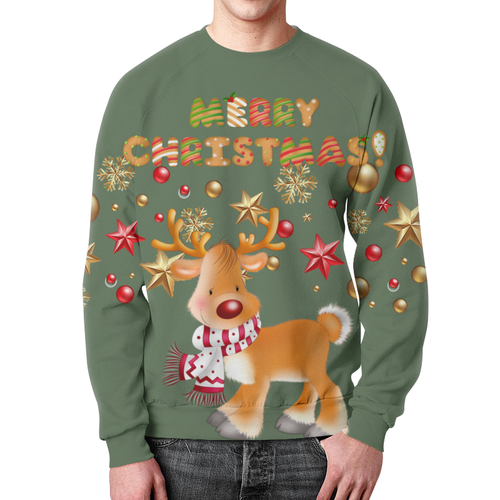 Заказать свитшот в Москве. Свитшот мужской с полной запечаткой Merry Christmas! (1) от T-shirt print  - готовые дизайны и нанесение принтов.
