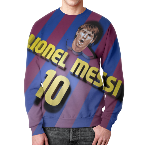 Заказать свитшот в Москве. Свитшот мужской с полной запечаткой Lionel  Messi от T-shirt print  - готовые дизайны и нанесение принтов.