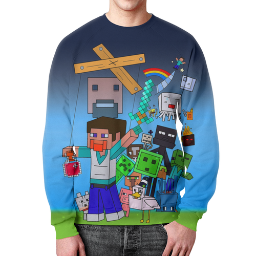 Заказать свитшот в Москве. Свитшот мужской с полной запечаткой Minecraft  от T-shirt print  - готовые дизайны и нанесение принтов.