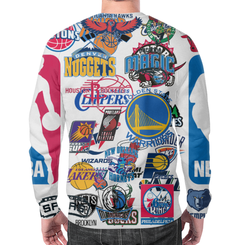 Заказать свитшот в Москве. Свитшот мужской с полной запечаткой NBA. Национальная баскетбольная ассоциация от Виктор Гришин - готовые дизайны и нанесение принтов.