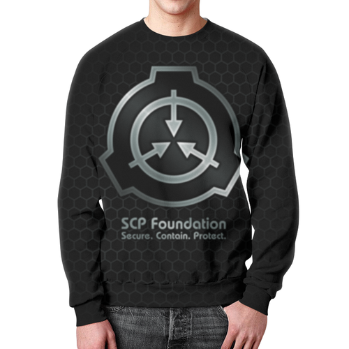 Заказать свитшот в Москве. Свитшот мужской с полной запечаткой SCP Foundation от geekbox - готовые дизайны и нанесение принтов.
