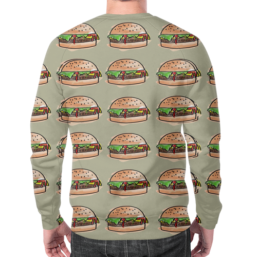 Заказать свитшот в Москве. Свитшот мужской с полной запечаткой I love burgers! от Polilog - готовые дизайны и нанесение принтов.