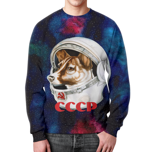 Заказать свитшот в Москве. Свитшот мужской с полной запечаткой Собака в космосе   от T-shirt print  - готовые дизайны и нанесение принтов.
