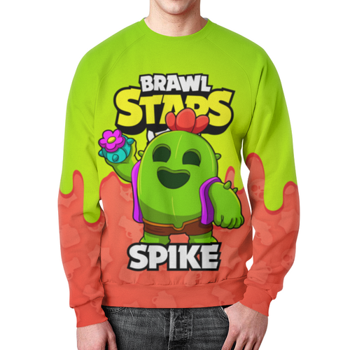 Заказать свитшот в Москве. Свитшот мужской с полной запечаткой BRAWL STARS SPIKE от geekbox - готовые дизайны и нанесение принтов.