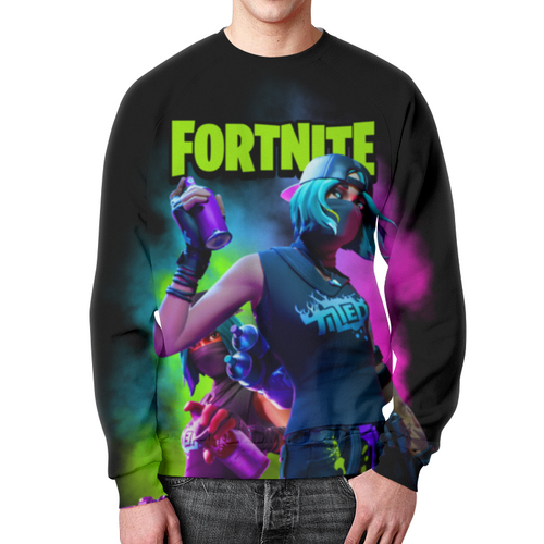 Заказать свитшот в Москве. Свитшот мужской с полной запечаткой FORTNITE от geekbox - готовые дизайны и нанесение принтов.
