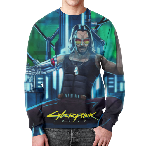 Заказать свитшот в Москве. Свитшот мужской с полной запечаткой Cyberpunk 2077   от T-shirt print  - готовые дизайны и нанесение принтов.