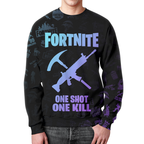 Заказать свитшот в Москве. Свитшот мужской с полной запечаткой FORTNITE от geekbox - готовые дизайны и нанесение принтов.