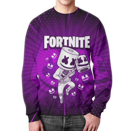 Заказать свитшот в Москве. Свитшот мужской с полной запечаткой MARSHMELLO FORTNITE от geekbox - готовые дизайны и нанесение принтов.