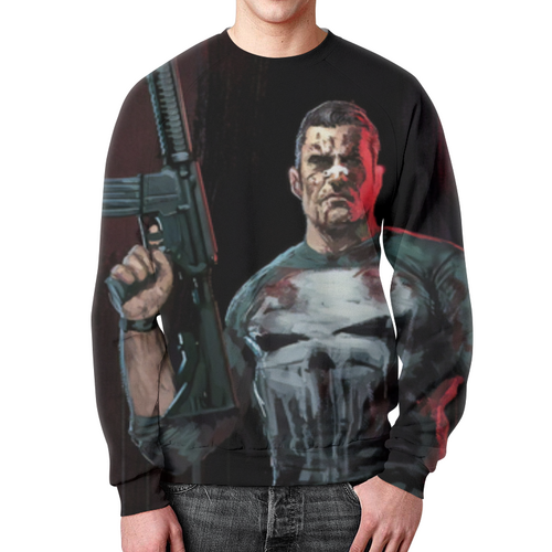 Заказать свитшот в Москве. Свитшот мужской с полной запечаткой Punisher ( Френк Касл) от T-shirt print  - готовые дизайны и нанесение принтов.