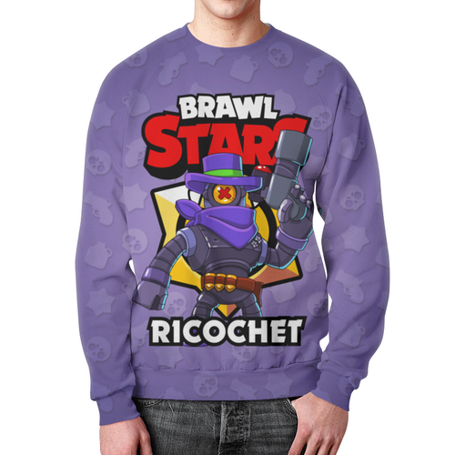 Заказать свитшот в Москве. Свитшот мужской с полной запечаткой BRAWL STARS RICOCHET от geekbox - готовые дизайны и нанесение принтов.