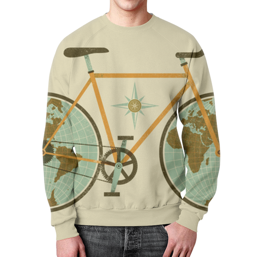 Заказать свитшот в Москве. Свитшот мужской с полной запечаткой Велосипед от YellowCloverShop - готовые дизайны и нанесение принтов.