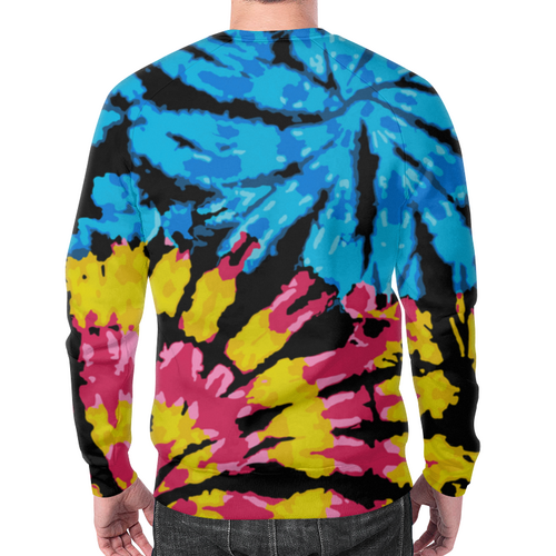 Заказать свитшот в Москве. Свитшот мужской с полной запечаткой Tie-dye яркий синий желтый от chebotaevbaks@gmail.com - готовые дизайны и нанесение принтов.