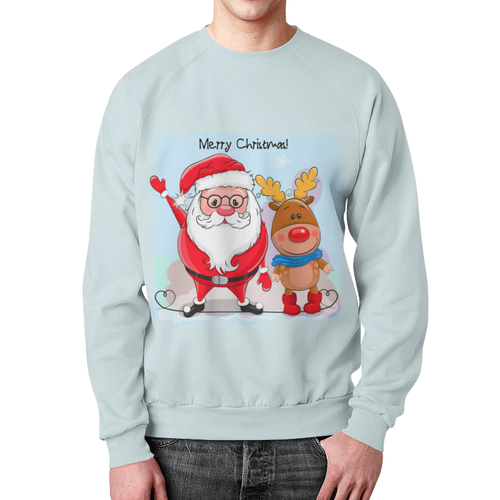Заказать свитшот в Москве. Свитшот мужской с полной запечаткой Merry Christmas   от T-shirt print  - готовые дизайны и нанесение принтов.