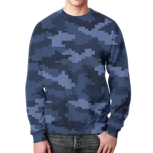 Заказать свитшот в Москве. Свитшот мужской с полной запечаткой camouflage blue от THE_NISE  - готовые дизайны и нанесение принтов.