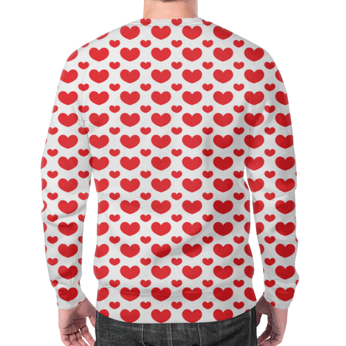 Заказать свитшот в Москве. Свитшот мужской с полной запечаткой Красные сердечки от THE_NISE  - готовые дизайны и нанесение принтов.