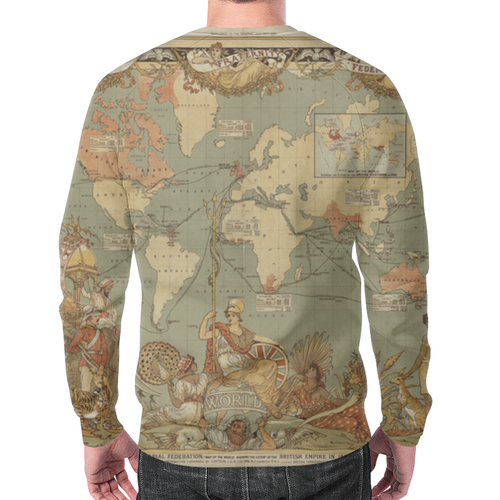 Заказать свитшот в Москве. Свитшот мужской с полной запечаткой Карта мира 1886 от Y L - готовые дизайны и нанесение принтов.