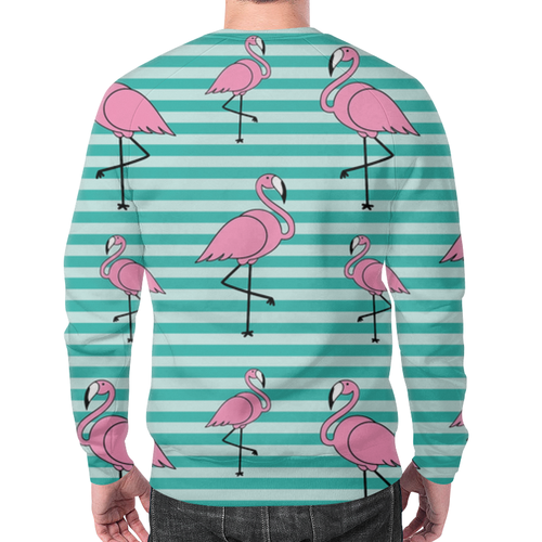 Заказать свитшот в Москве. Свитшот мужской с полной запечаткой Розовый фламинго от T-shirt print  - готовые дизайны и нанесение принтов.