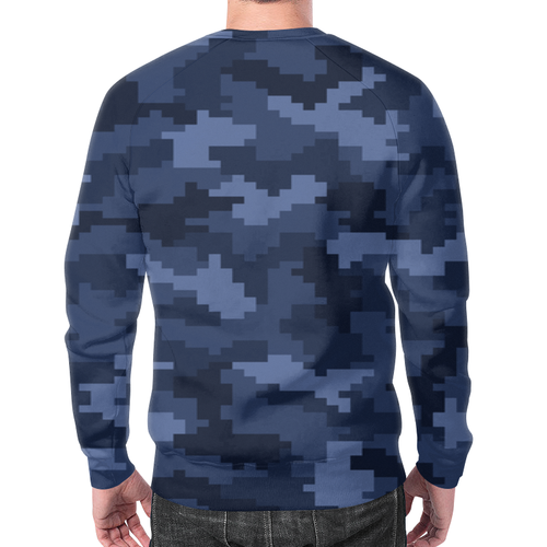 Заказать свитшот в Москве. Свитшот мужской с полной запечаткой camouflage blue от THE_NISE  - готовые дизайны и нанесение принтов.