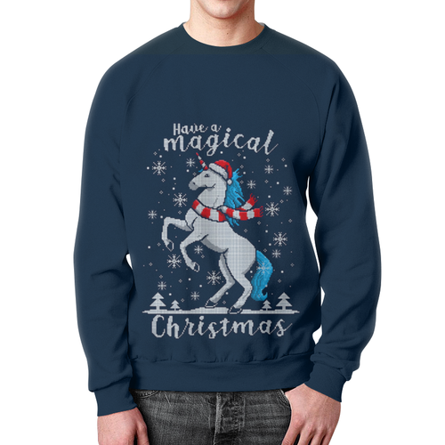 Заказать свитшот в Москве. Свитшот мужской с полной запечаткой Merry Christmas  от T-shirt print  - готовые дизайны и нанесение принтов.
