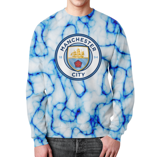 Заказать свитшот в Москве. Свитшот мужской с полной запечаткой Manchester City от THE_NISE  - готовые дизайны и нанесение принтов.