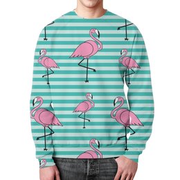 Заказать свитшот в Москве. Свитшот мужской с полной запечаткой Розовый фламинго от T-shirt print  - готовые дизайны и нанесение принтов.