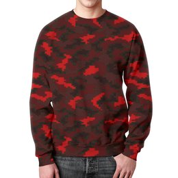 Заказать свитшот в Москве. Свитшот мужской с полной запечаткой Red camouflage от THE_NISE  - готовые дизайны и нанесение принтов.