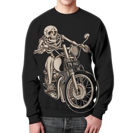 Заказать свитшот в Москве. Свитшот мужской с полной запечаткой Skeleton Biker от Leichenwagen - готовые дизайны и нанесение принтов.