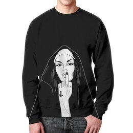 Заказать свитшот в Москве. Свитшот мужской с полной запечаткой Монашка от T-shirt print  - готовые дизайны и нанесение принтов.