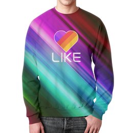 Заказать свитшот в Москве. Свитшот мужской с полной запечаткой Like  от DESIGNER   - готовые дизайны и нанесение принтов.