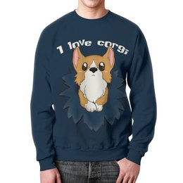 Заказать свитшот в Москве. Свитшот мужской с полной запечаткой I love corgi от ПРИНТЫ ПЕЧАТЬ  - готовые дизайны и нанесение принтов.