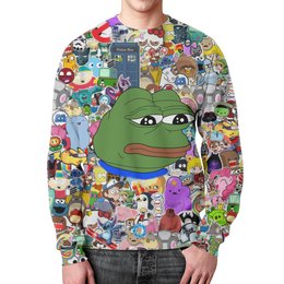 Заказать свитшот в Москве. Свитшот мужской с полной запечаткой Pepe Frog от Jimmy Flash - готовые дизайны и нанесение принтов.