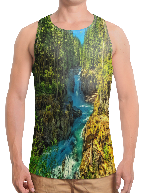 printio футболка с полной запечаткой мужская лесной пейзаж уильям ричардс Printio Борцовка с полной запечаткой Лесной пейзаж