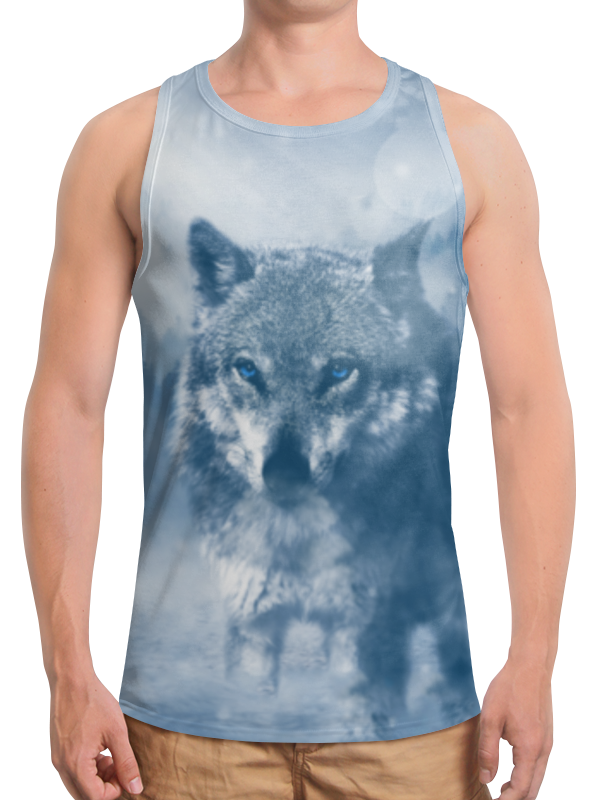 printio футболка с полной запечаткой мужская волк с голубыми глазами Printio Борцовка с полной запечаткой Волк с голубыми глазами