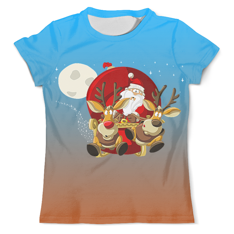 Printio Футболка с полной запечаткой (мужская) Санта с оленями printio футболка с полной запечаткой для девочек свитер с оленями