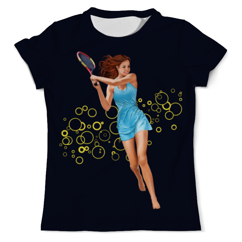 printio детская футболка классическая унисекс девушка с теннисной ракеткой Printio Футболка с полной запечаткой (мужская) Девушка с теннисной ракеткой