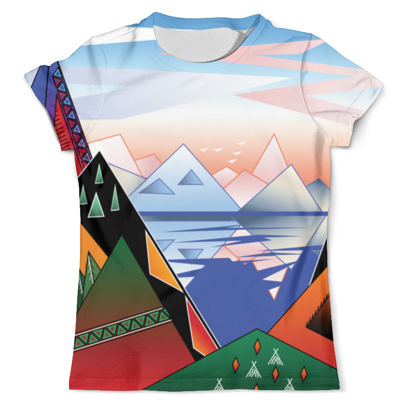 Printio Футболка с полной запечаткой (мужская) Абстрактный пейзаж с горами и морем printio футболка с полной запечаткой женская абстрактный пейзаж с горами и морем