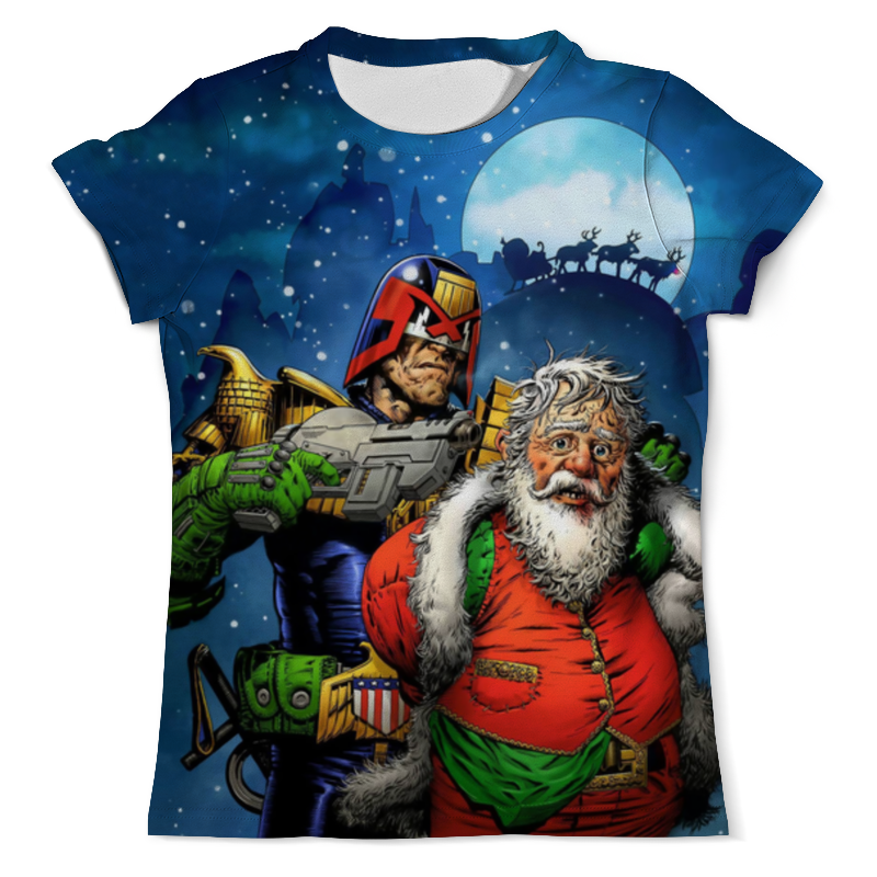 Printio Футболка с полной запечаткой (мужская) Judge dredd vs father xmas